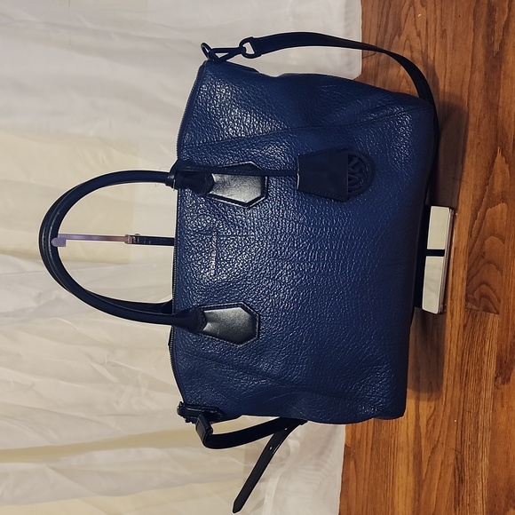 NWT Michael Kors Campbell Leather Navy Satchel - Picture 1 of 13